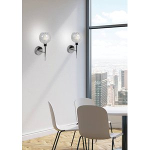 Nástenná lampa ozzo chróm priehľadné tienidlo