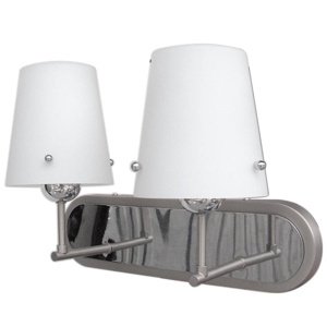 Dvojitá nástenná lampa chróm/s tienidlom zo saténovo bieleho skla 2x60W E27 Tango