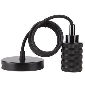 Čierna kovová závesná lampa s objímkou E27