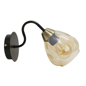 Nástenná lampa čierna/zlaté sklo dymové 1xE27 Unica