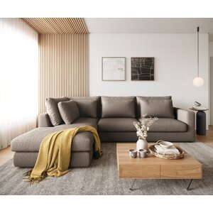 Rohová pohovka Isla 330x225 cm bouclé taupe levá