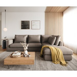 Rohová pohovka Isla 330x225 cm bouclé taupe pravá