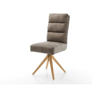 Otočná stolička Pela-Flex taupe vintage z mikrovlákna s drevenou