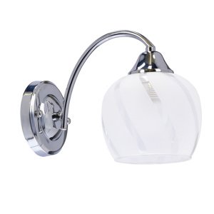 Nástenná lampa Prego chrómová, E27, priehľadné tienidlo