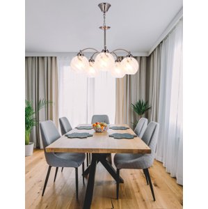 Závesná lampa Baida, saténové tienidlo, matná priehľadná