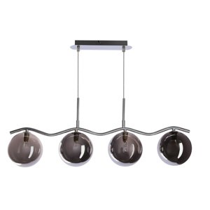 Závesná lampa LUMOS 4x20W G9 chrómové tienidlá zo skla grafitové moderné elegantné svietidlo do obývačky jedálne do spálne glamour