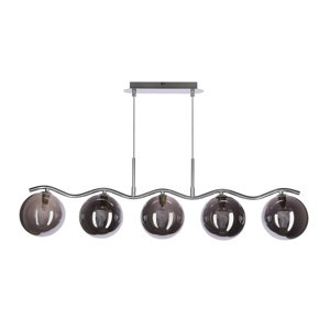 Stropná závesná lampa UMOS 5x20W G9 chróm grafitové sklenené tienidlo 14 cm moderné svietidlo do obývačky jedálne