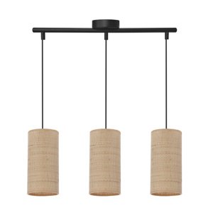 Závesná lampa Fleri čierna 3x60 e27 tienidlo 12x25 béžový ratan