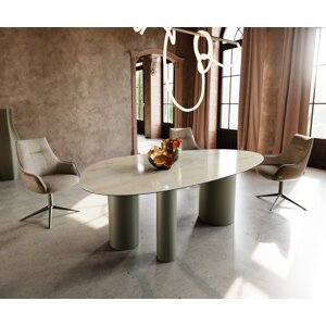 Jedálenský stôl Edge Oval 220x120 keramický Iris FMG Onice Oro Troa
