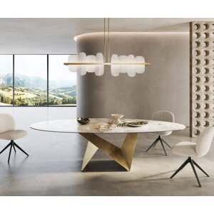 Jedálenský stôl Edge Oval 280x130 Keramika Minas Melange bielo-béžová