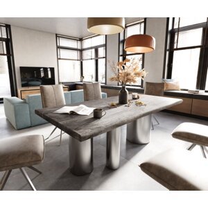 Jedálenský stôl Edge 200x100 XL Akácia platinum troa nerezová oceľ