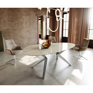 Jedálenský stôl Edge Oval 220x120 keramický Iris FMG Onice Oro