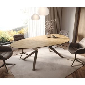 Oválny jedálenský stôl Edge 220x120 Keramický Laminam® Sabbia dub