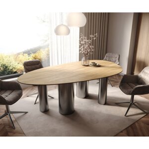 Oválny jedálenský stôl Edge 220x120 Keramický Laminam® Sabbia Dub