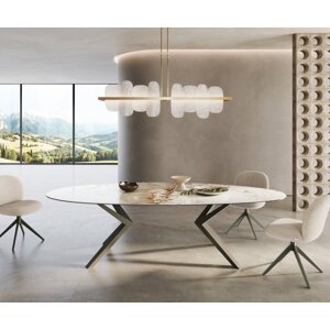 Jedálenský stôl Edge Oval 280x130 keramický Minas Melange biela