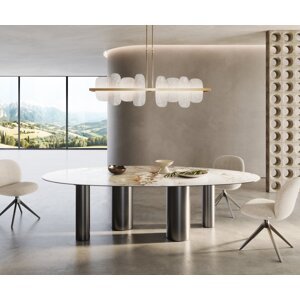 Jedálenský stôl Edge Oval 280x130 keramický Minas Melange bielo-béžový