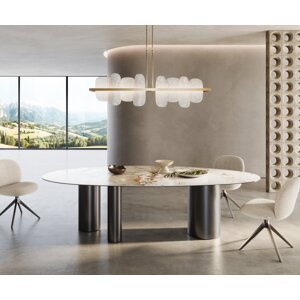Jedálenský stôl Edge Oval 280x130 keramický Minas Melange biela