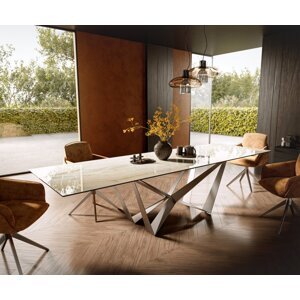 Jedálenský stôl Edge 300x100 keramický Laminam® Onice Oro ?Spider