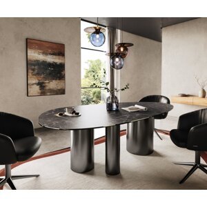 Hrana jedálenského stola oválna 220x120 keramická Laminam® Nero Greco