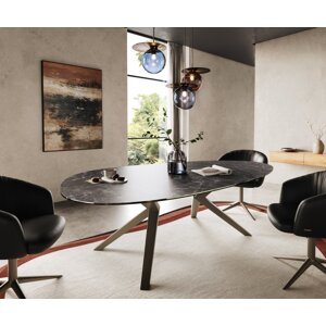 Jedálenský stôl Edge Oval 220x120 keramický Laminam® Nero Greco