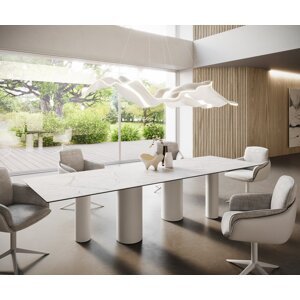 Hranatý jedálenský stôl 300x100 Keramický Laminam®Statuarietto biely