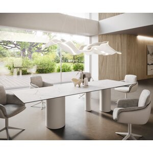 Hranatý jedálenský stôl 300x100 Keramický Laminam®Statuarietto biely