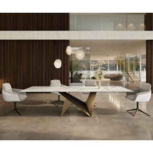 Hrana jedálenského stola 300x100 keramická Calacatta Luxe bielo-zlato