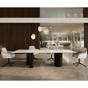 Jedálenský stôl Edge 300x100 keramický Calacatta Luxe bielo-zlatý Troa