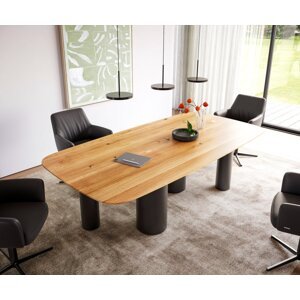 Jedálenský stôl Edge Boot 240x120 prírodný dubový stĺpik kovový čierny