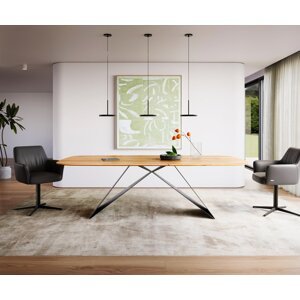 Jedálenský stôl Edge Boot 240x120 prírodný dub V-rám plochá oceľová