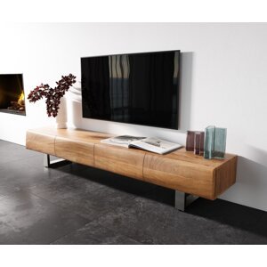 Nízka doska New Live-Edge 200 cm prírodná akácia 4 dvierka behúň