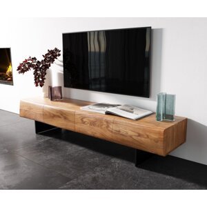 Nízka doska New Live-Edge 175 cm prírodná akácia 4 dvierka podstavec