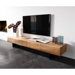 Nízka doska New Live-Edge 200 cm prírodná akácia 4 dvierka základňa