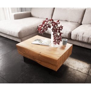 Konferenčný stolík New Live-Edge 80x60 cm Akácia prírodná 2 zásuvky