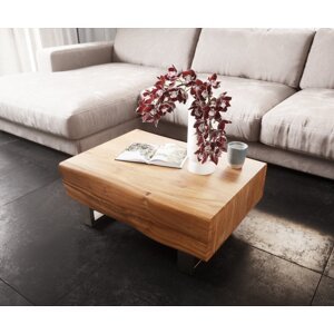 Konferenčný stolík New Live-Edge 80x60 cm prírodná akácia 2 zásuvky
