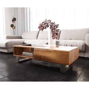 Konferenčný stolík New Live-Edge 115x60 cm prírodná akácia 2 zásuvky 1