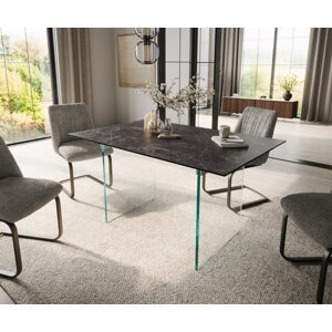 Jedálenský stôl Edge 140x90 keramický Laminam®Nero Greco antracitový