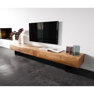 Nízka doska New Live-Edge 240 cm prírodná akácia 4 zásuvky podstavec