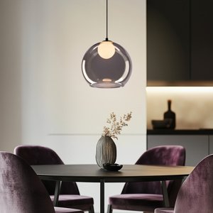 Stropná lampa Brin čierna 1x15W G9 dymová s bielym tienidlom