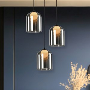 Závesná sklenená lampa KLEA – s grafitovým a matným tienidlom – moderná stolová lampa do obývačky G9 LED