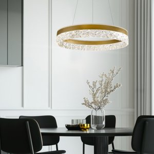 Očarujúca závesná lampa FROZI – zlaté tienidlo s kryštálmi – elegantné a moderné LED osvetlenie obývačky