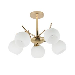 Závesná lampa AMOS Gold 5x40W E27 biele tienidlo