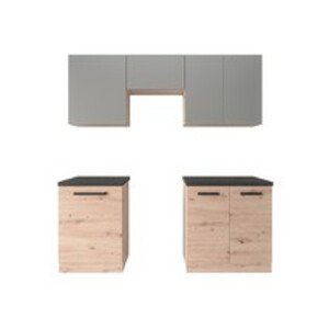 Kuchynská zostava LANGEN 2 m - dub artisan / šedá - čierne úchytky Sivá