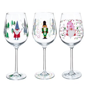 KONDELA Tipsy Trio pohár na víno (3 ks) 450 ml priehľadná / kombinácia farieb