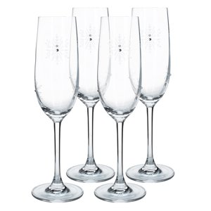 KONDELA Snowflake Champagne pohár na šampanské (4 ks) 230 ml priehľadná / biela