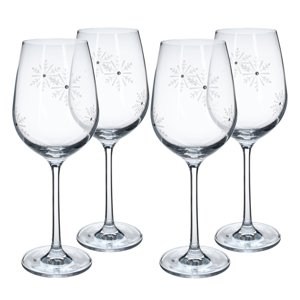KONDELA Snowflake Vino pohár na víno (4 ks) 450 ml priehľadná / biela