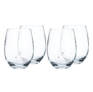 KONDELA Snowflake Strik pohár na šampanské (4 ks) 530 ml priehľadná / biela