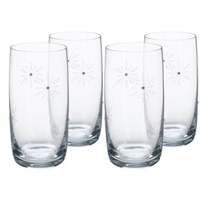 KONDELA Snowflake Drink pohár na vodu (4 ks) 460 ml priehľadná / biela