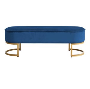 KONDELA Mirila New čalúnená lavica modrá (Velvet) / zlatá