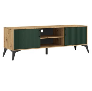 KONDELA Lugon LU1 tv stolík dub artisan / tmavozelená